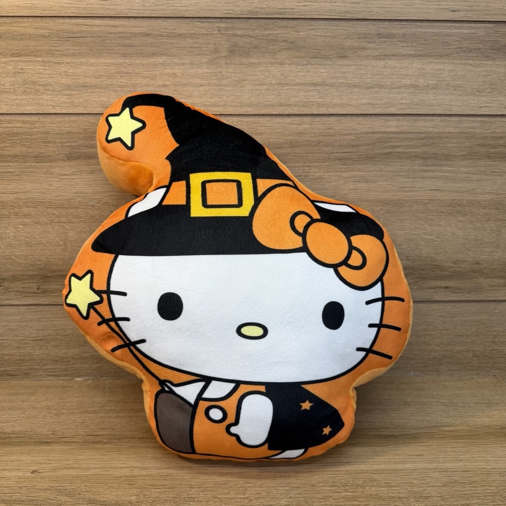 Sanrio Hello Kitty Soft Witch Plush Cloud Pillow Halloween Decor Pumpkin